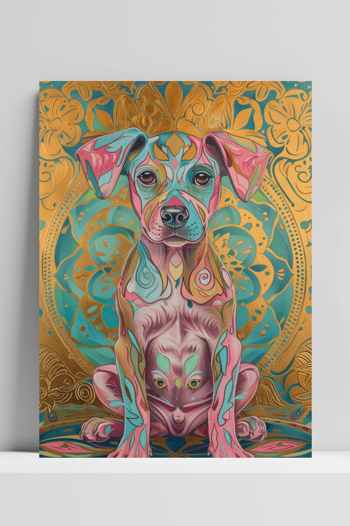Hond op 3mm aluminium dibond