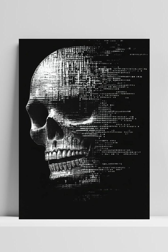 Skull B&W op 3mm aluminium dibond