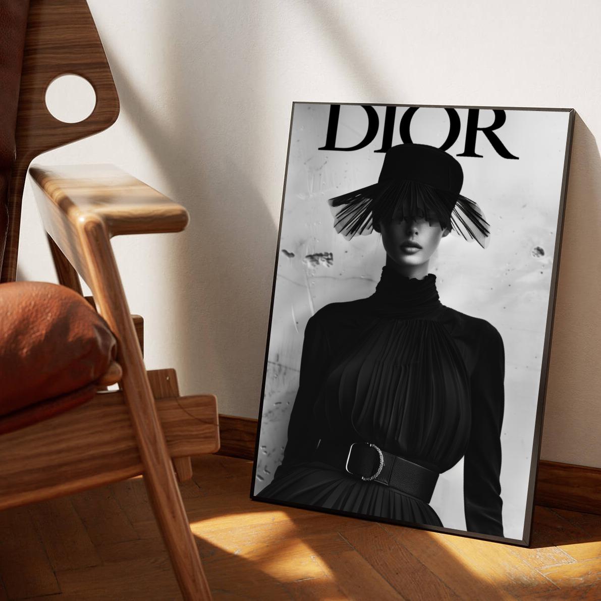 Dior Model B&W Text poster sfeerbeeld 1