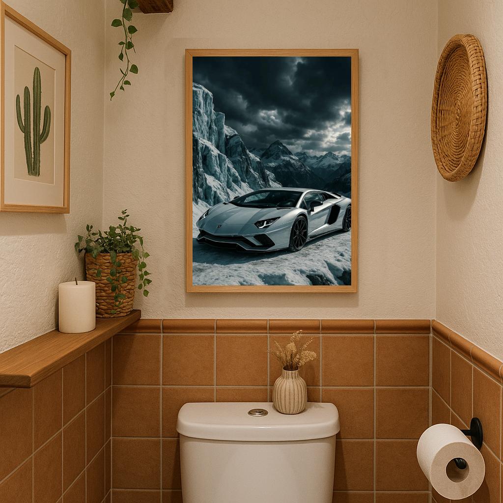 Sports Car Snow Landscape poster sfeerbeeld 3