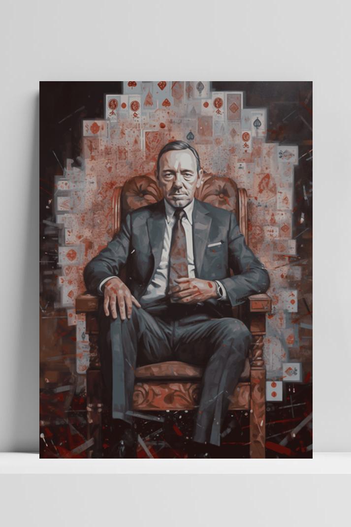 Frank Underwood House of Cards op 3mm aluminium dibond
