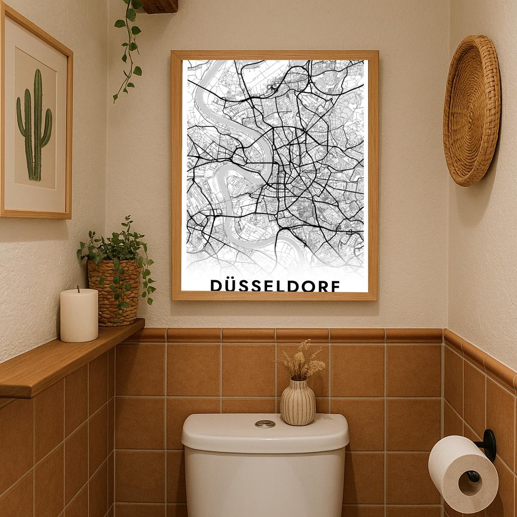 Düsseldorf Map Deutschland White poster sfeerbeeld 3