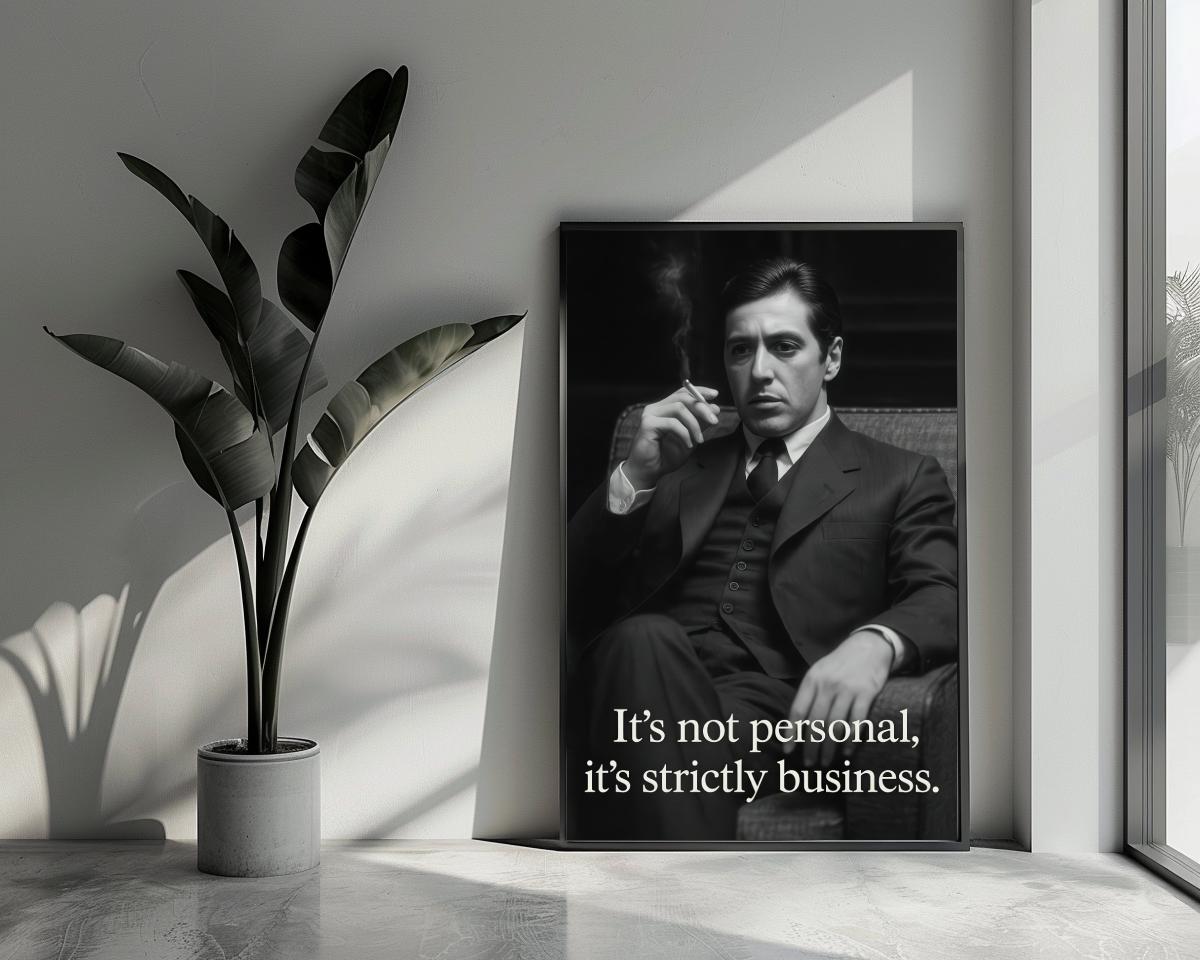 Al Pacino The Godfather It's not Personal Text B&W poster van 25 Artstreet