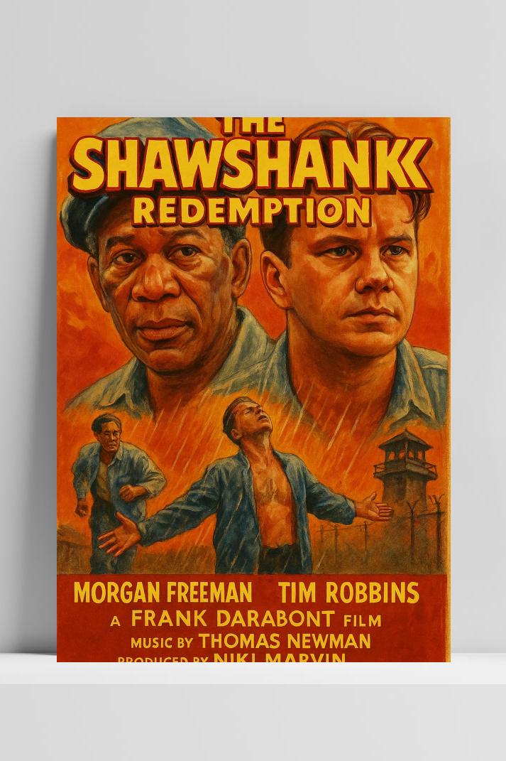 The Shawshank Redemption Art Text op 3mm aluminium dibond