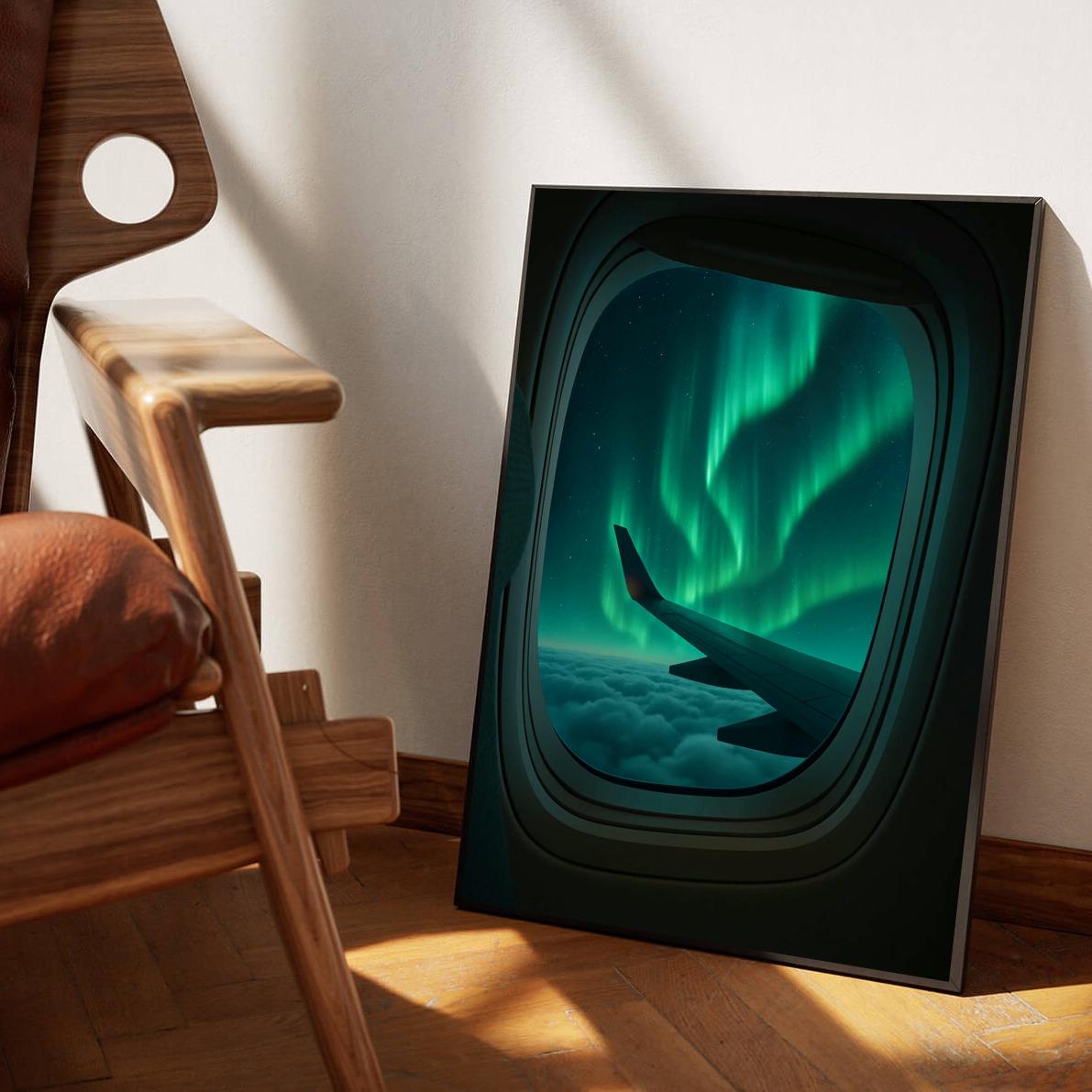 Airplane Northern Lights poster sfeerbeeld 1