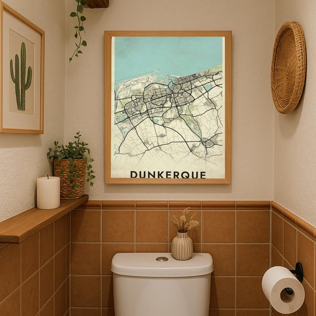 Dunkerque Map France Vintage poster sfeerbeeld 3
