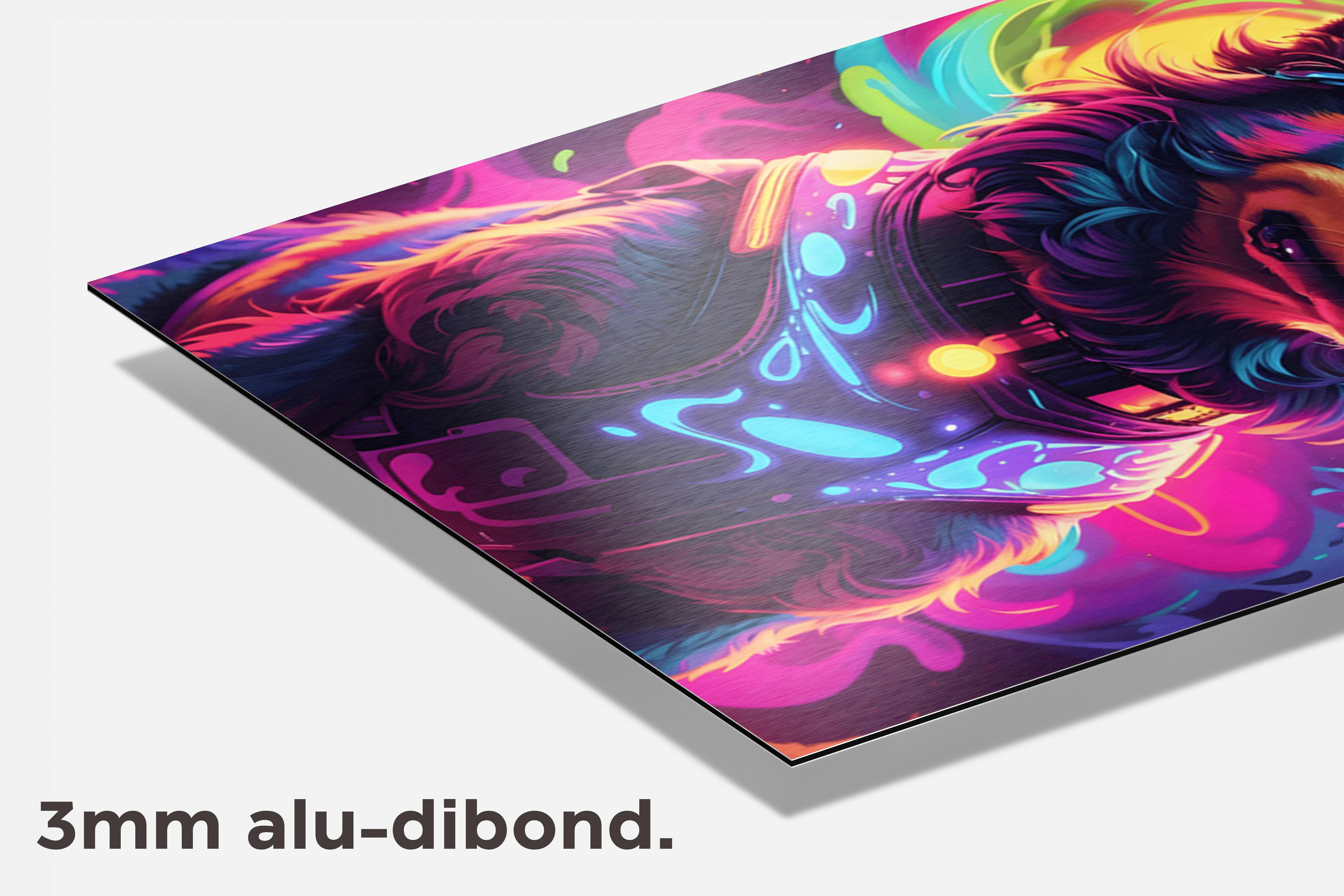 Neonhond dibond detail