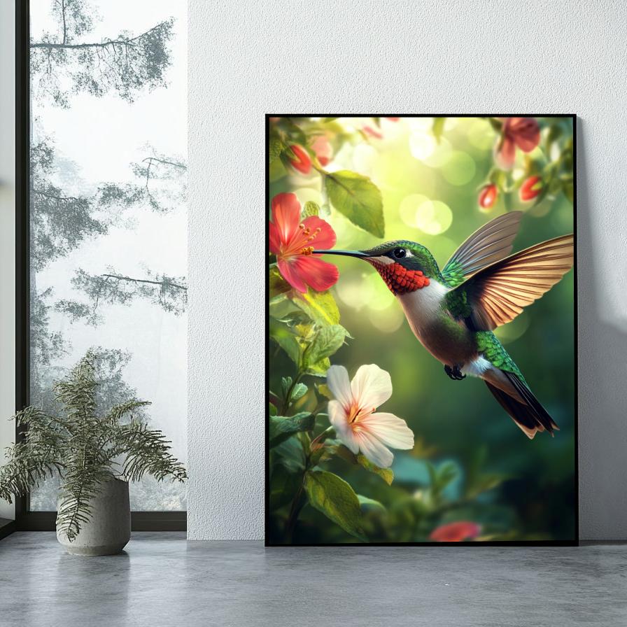 Humming Bird Flowers poster sfeerbeeld 1