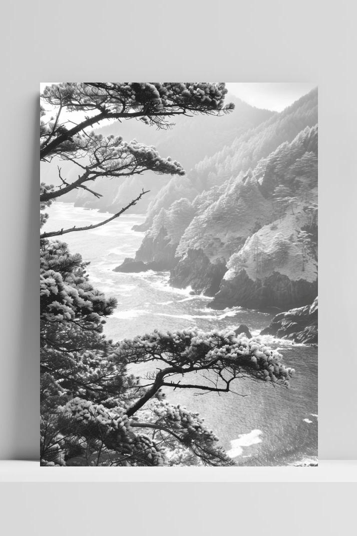Landschap Zwart Wit op 3mm aluminium dibond
