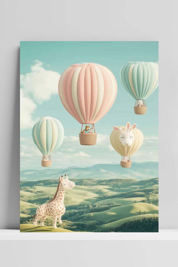 Schattige Luchtballonnen op 3mm aluminium dibond