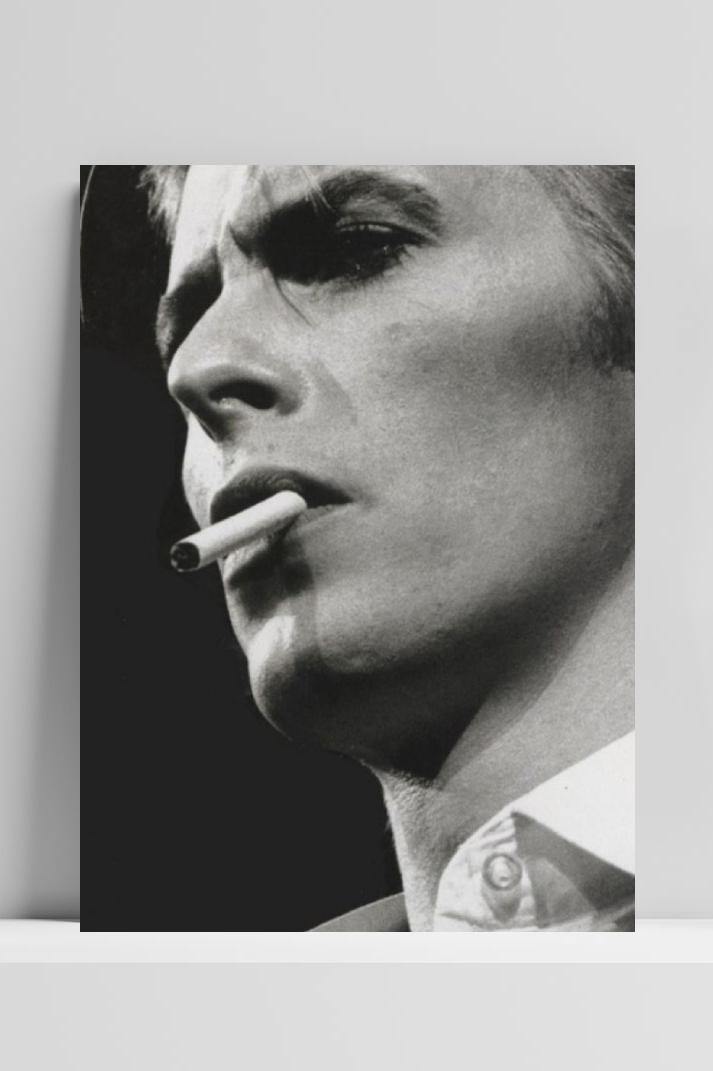 David Bowie Zwart Wit op 3mm aluminium dibond