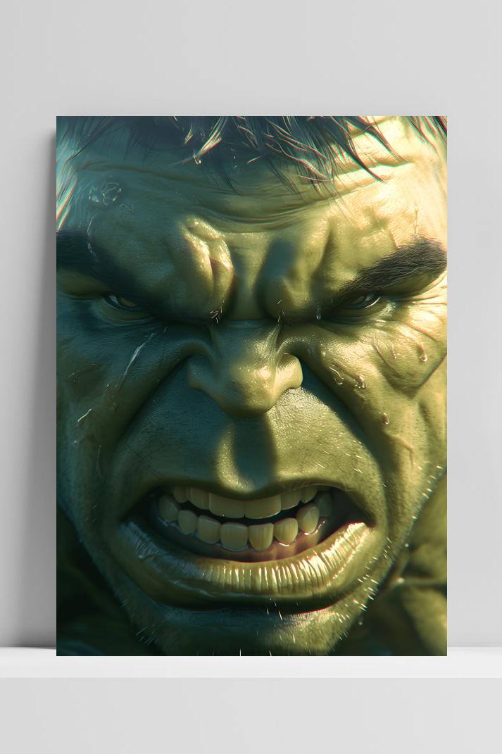 Hulk Face op 3mm aluminium dibond
