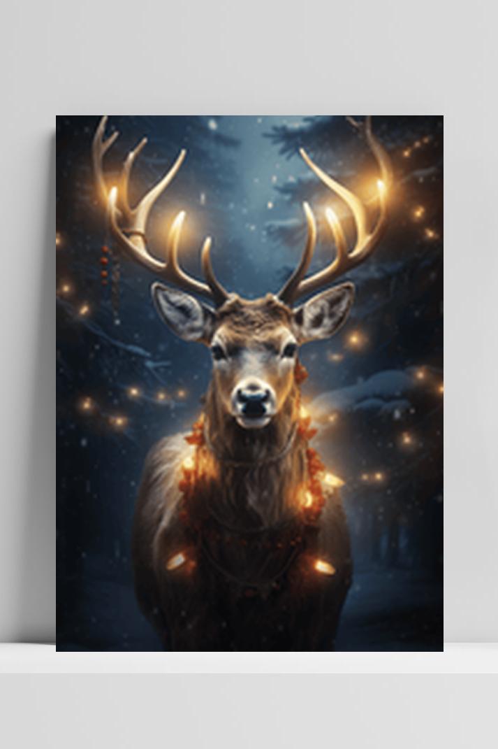 Hert Kerstversiering op 3mm aluminium dibond