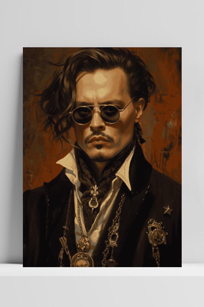 Johnny Depp Vintage op 3mm aluminium dibond