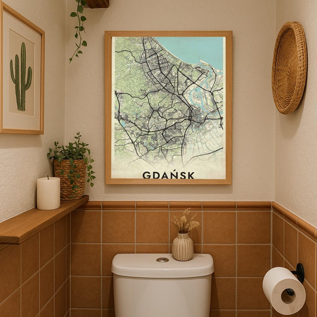 Gdańsk Map Polska Vintage poster sfeerbeeld 3