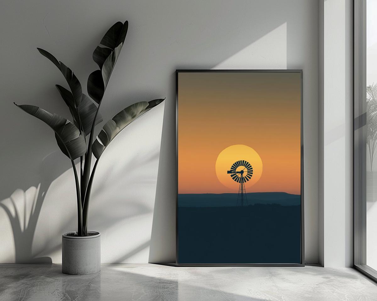 Windmill Sunset Minimalistic poster van 25 Artstreet