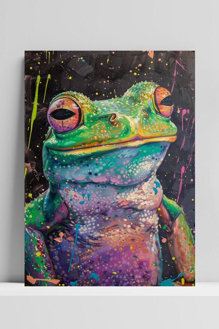 Kleurrijke kikker op 3mm aluminium dibond