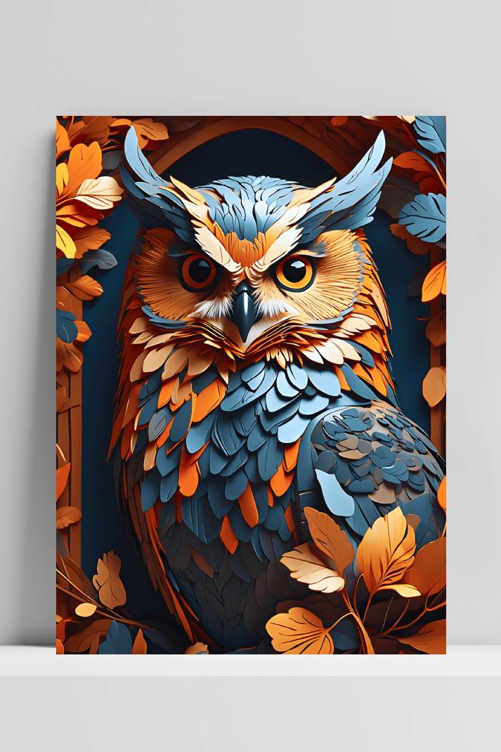 Uil van Minerva op 3mm aluminium dibond