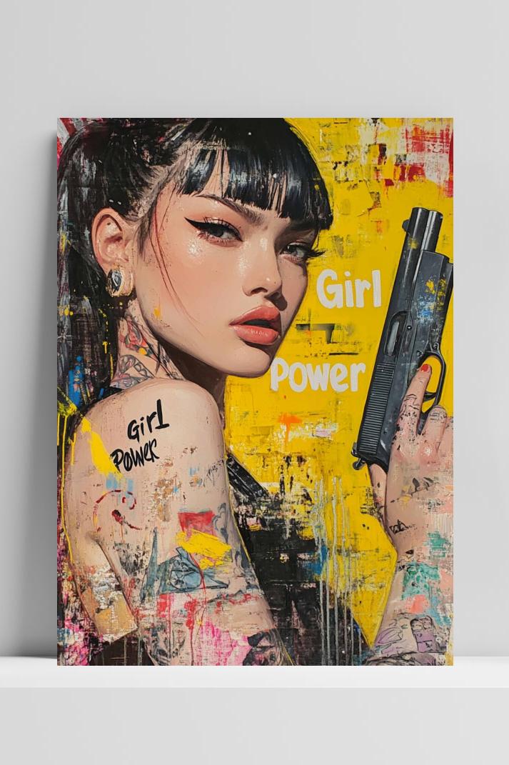Girl Power op 3mm aluminium dibond