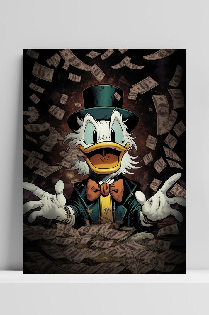 Dagobert Duck op 3mm aluminium dibond