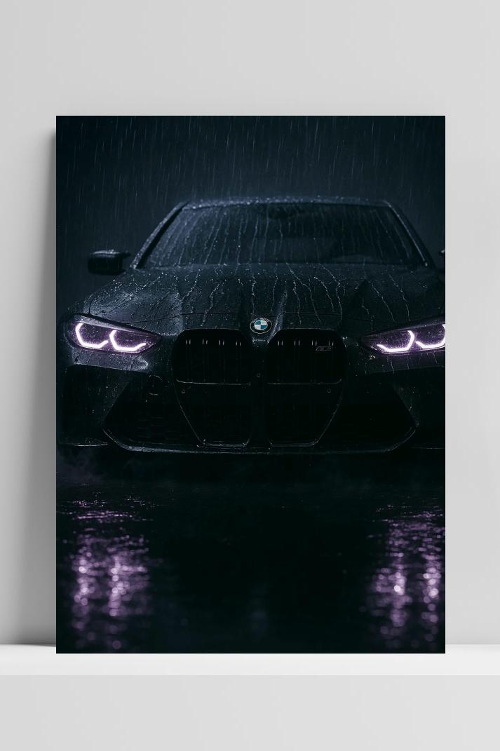 BMW Car Rain op 3mm aluminium dibond