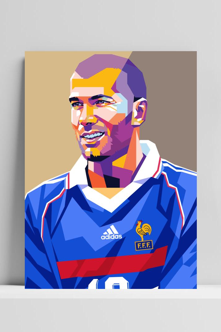 Zidane op 3mm aluminium dibond