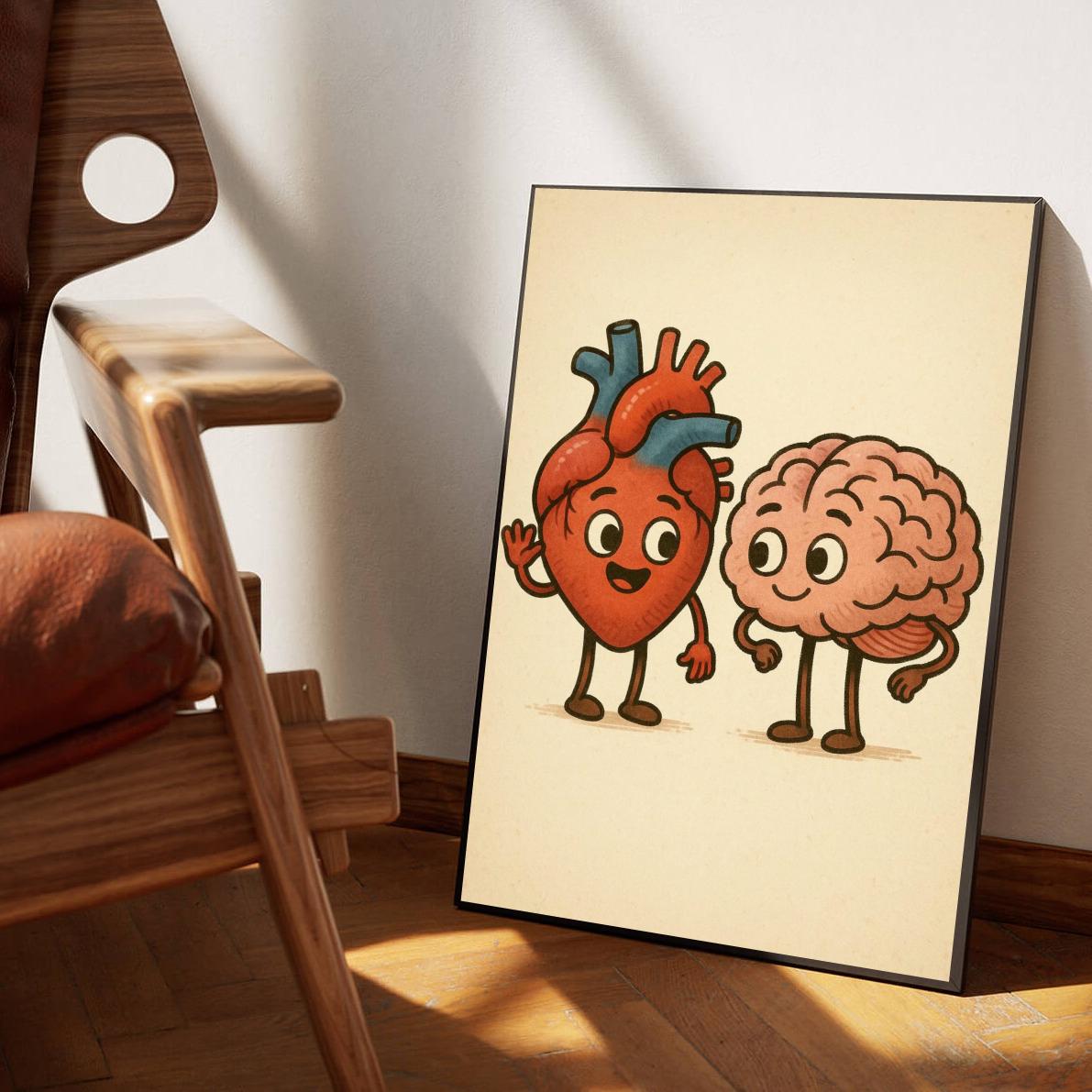 Heart Brain Cartoon poster sfeerbeeld 1