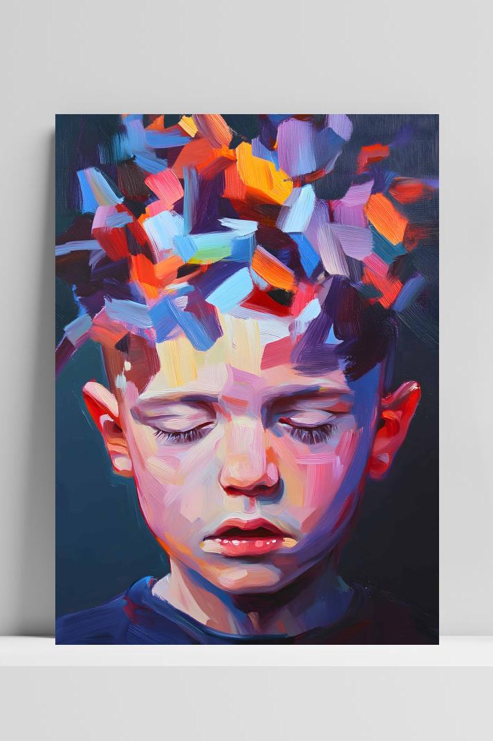 Autisme Jongen op 3mm aluminium dibond