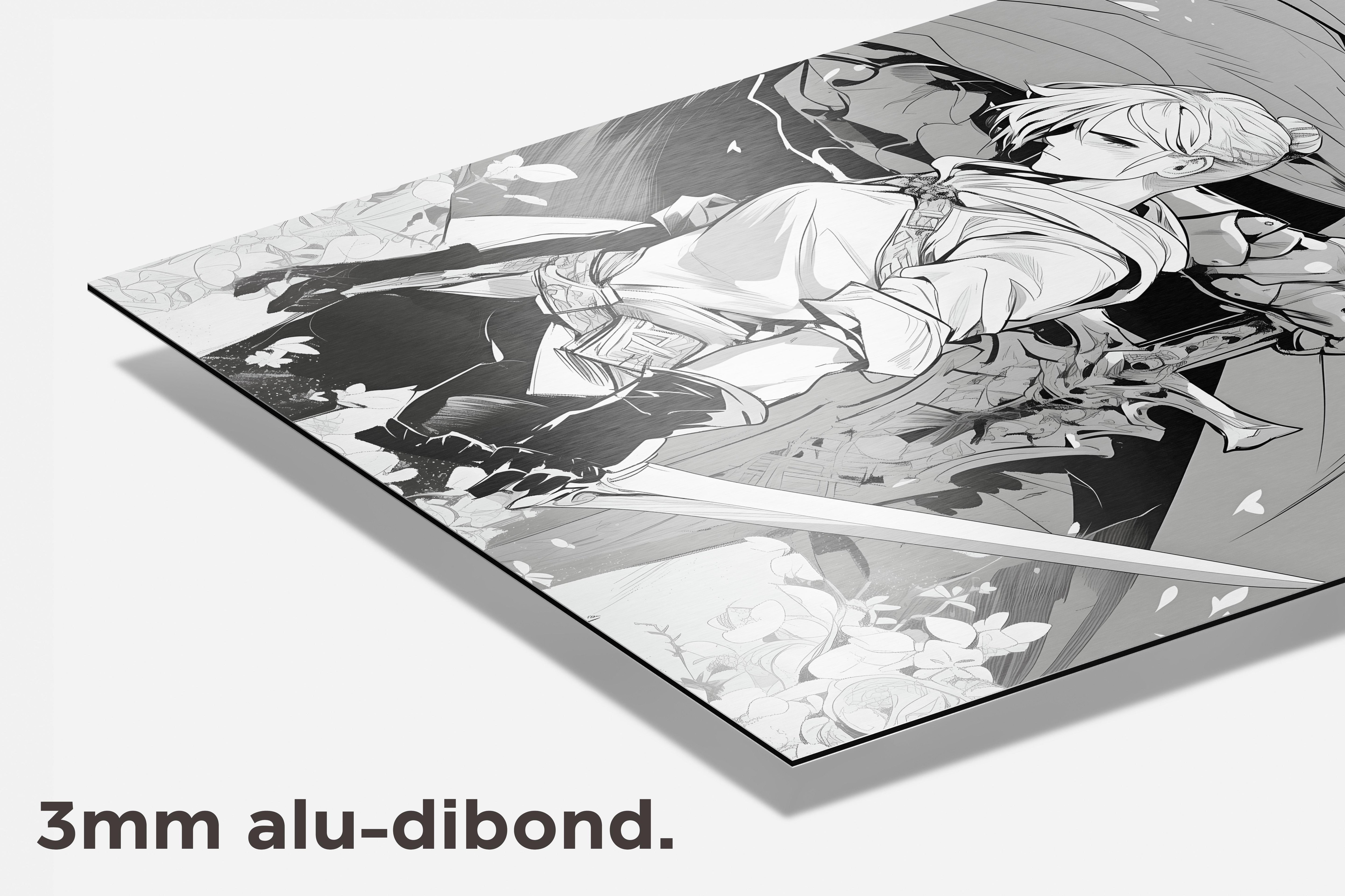 Manga Zwaardvechters dibond detail