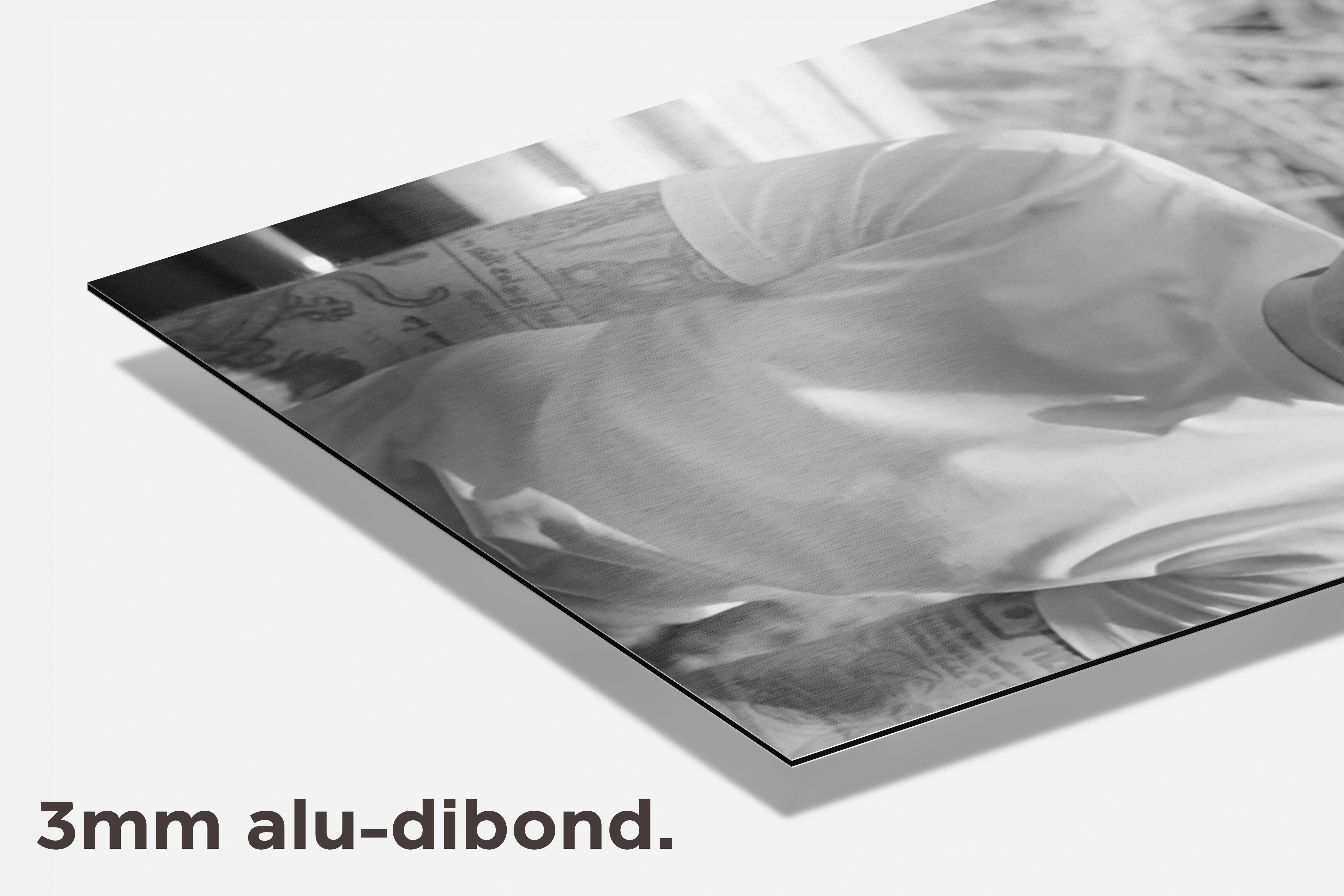 Ed Sheeran Zwart Wit dibond detail