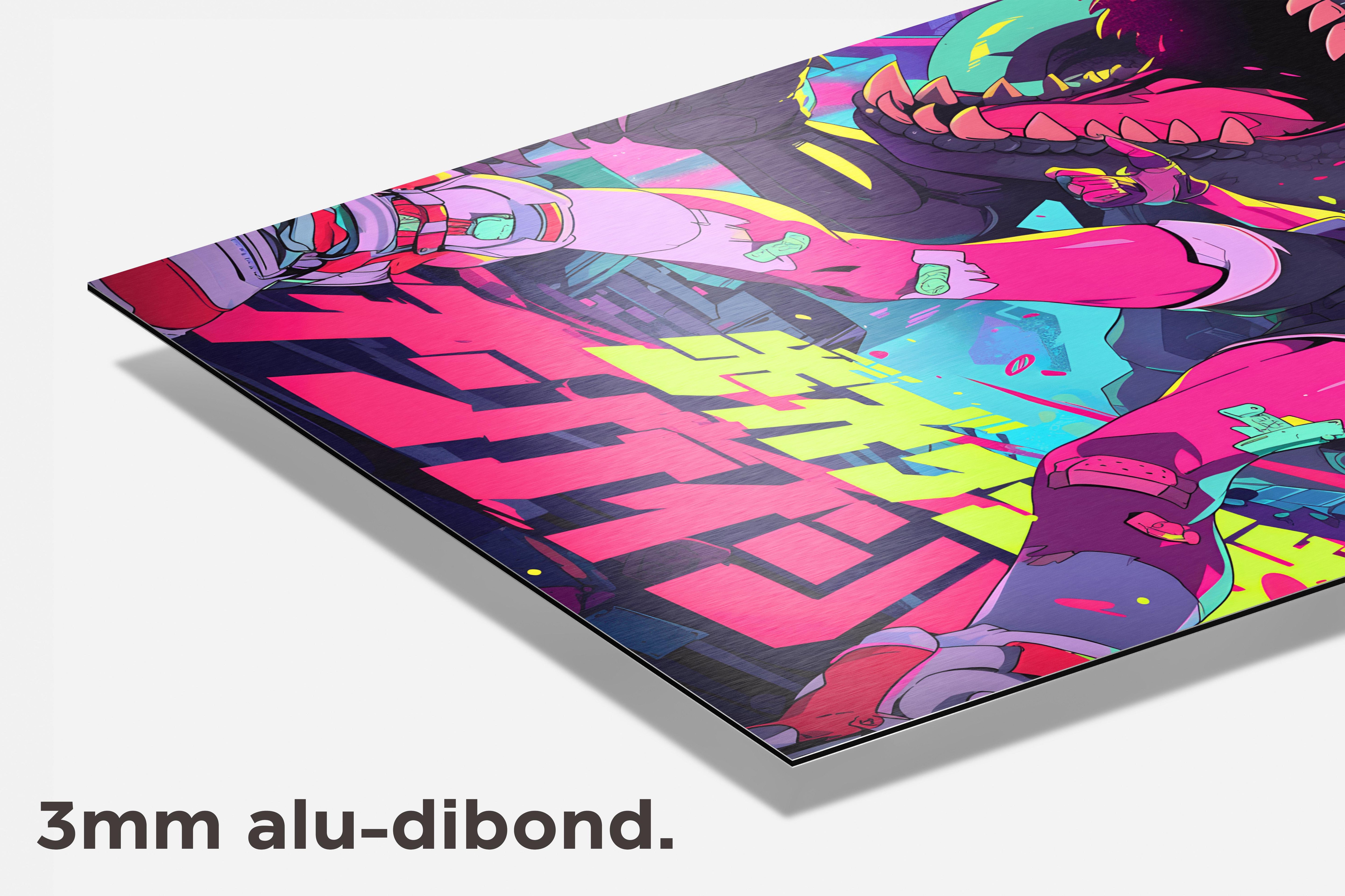 Anime Meisje Dinosaurus dibond detail