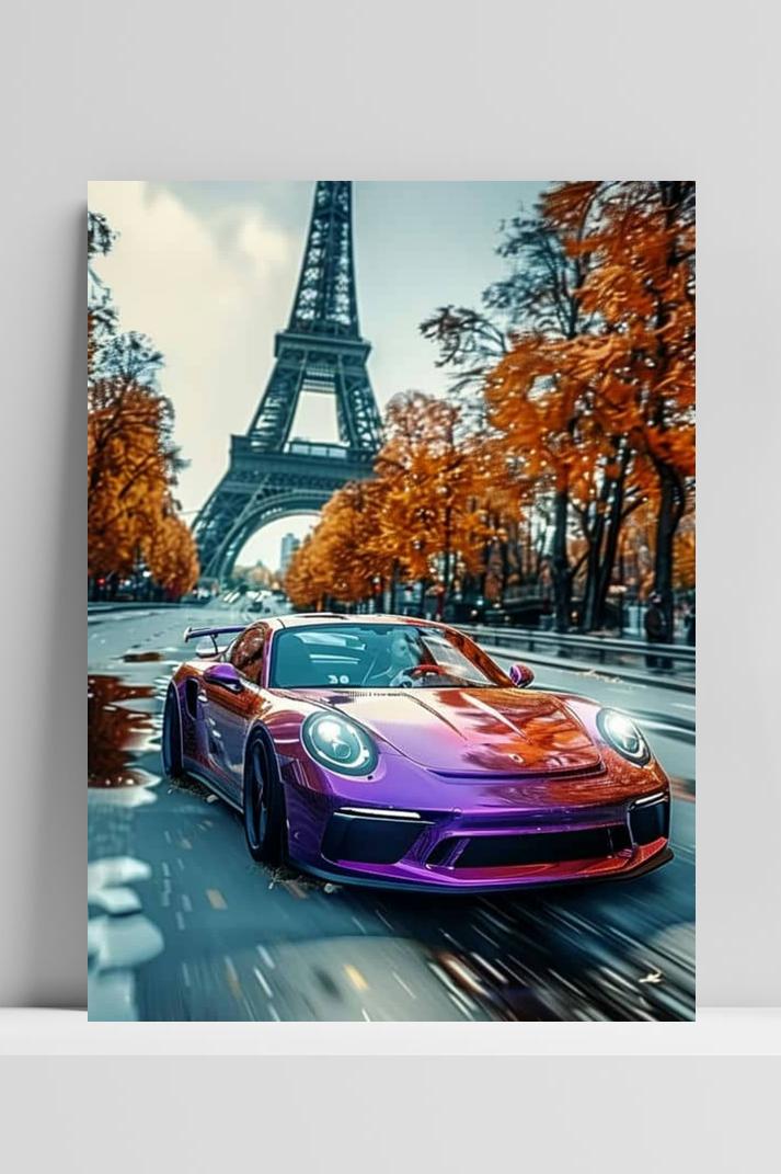 Porsche op 3mm aluminium dibond