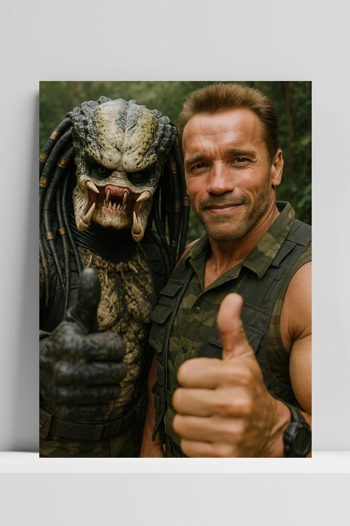 Arnold Schwarzenegger Predator op 3mm aluminium dibond