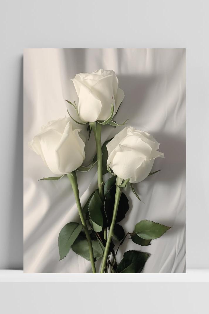 Witte Rozen op 3mm aluminium dibond