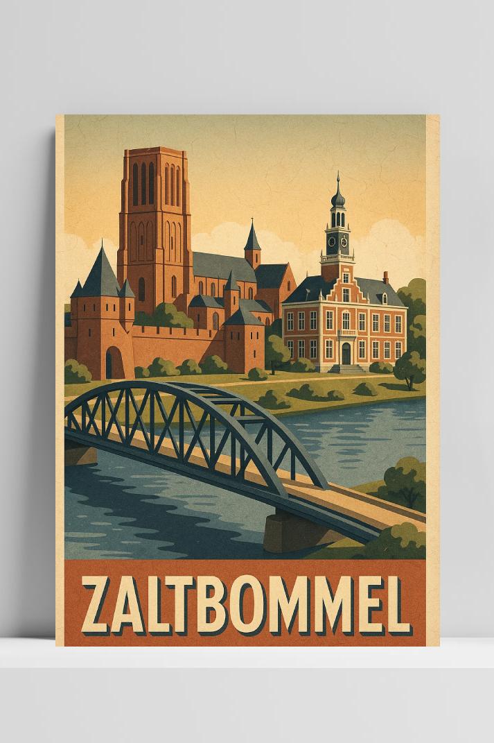 Zaltbommel Text Vintage op 3mm aluminium dibond