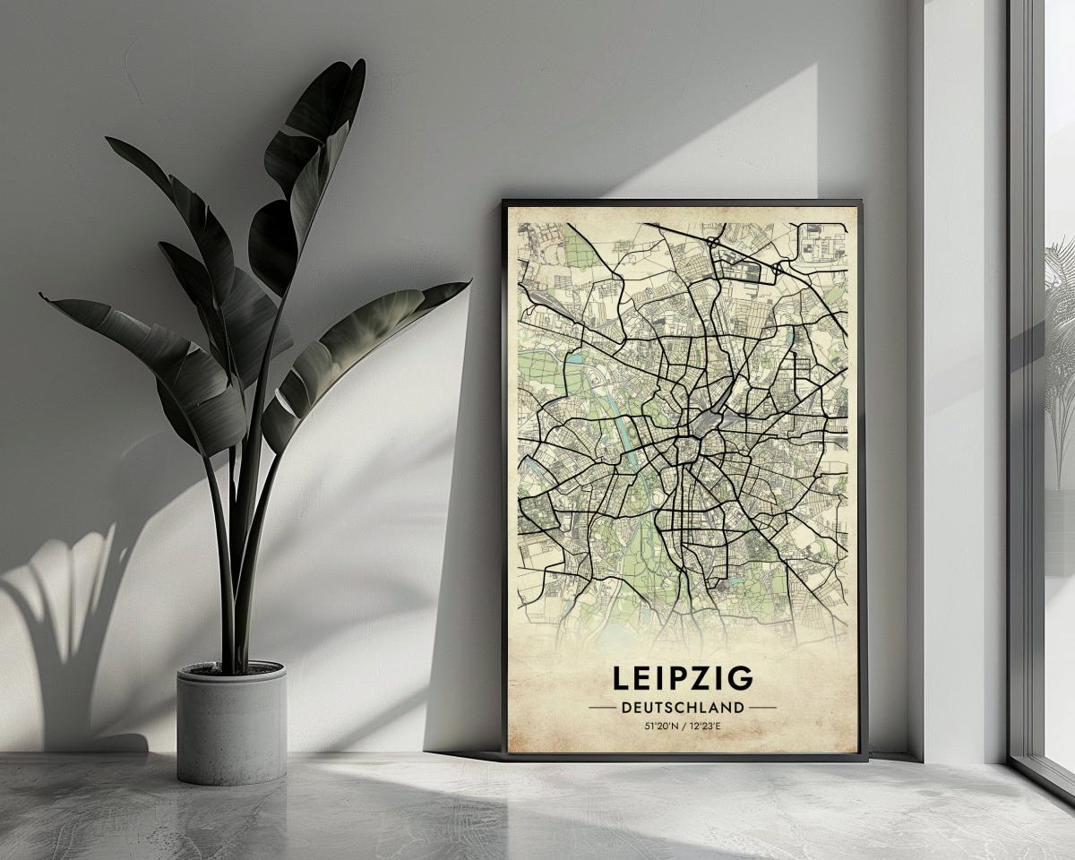 Leipzig Map Deutschland Vintage poster van 25 Artstreet