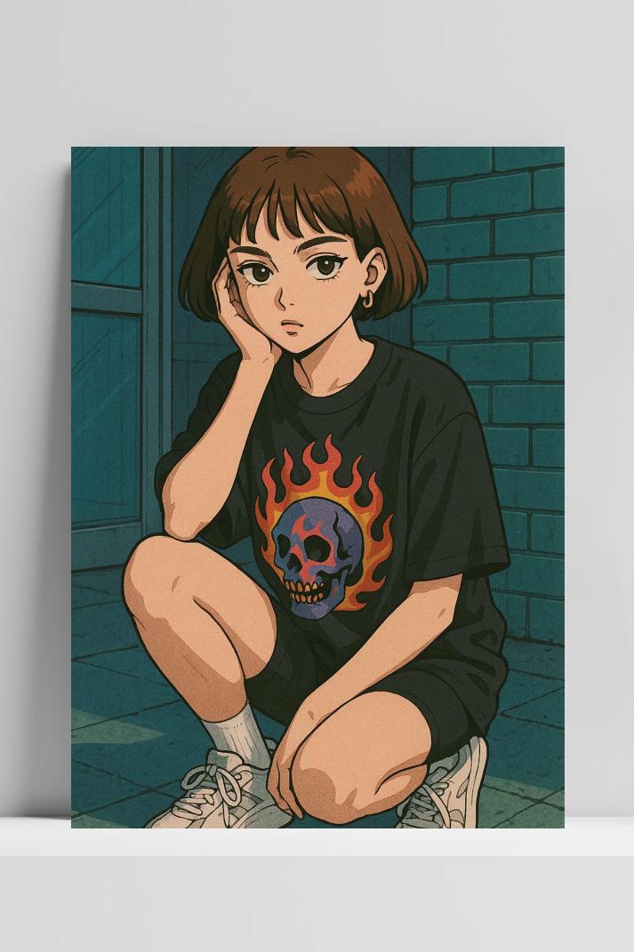 Girl Anime op 3mm aluminium dibond