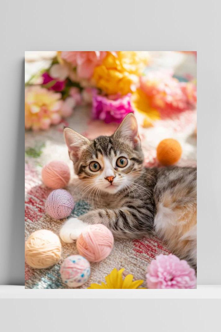 Kitten Bal Draden op 3mm aluminium dibond