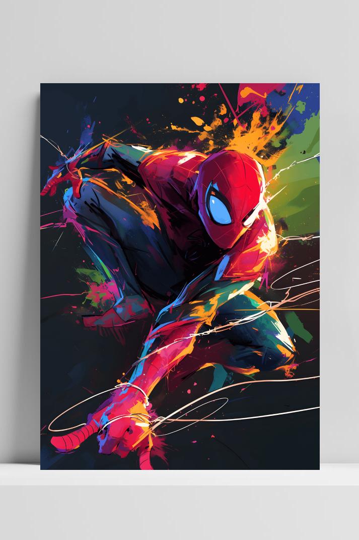Spiderman Kleurrijk op 3mm aluminium dibond
