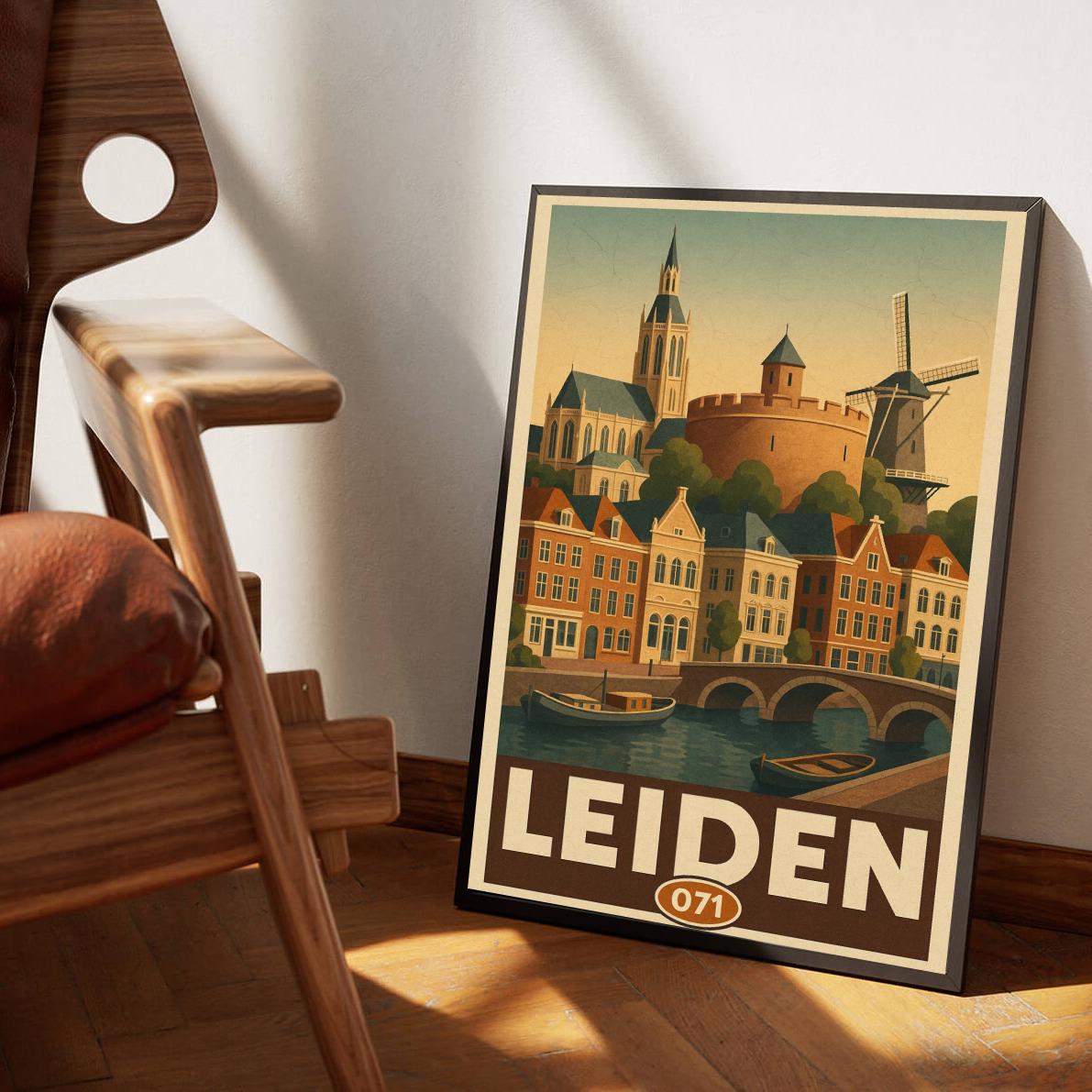 Leiden Netherlands Vintage Text poster sfeerbeeld 3