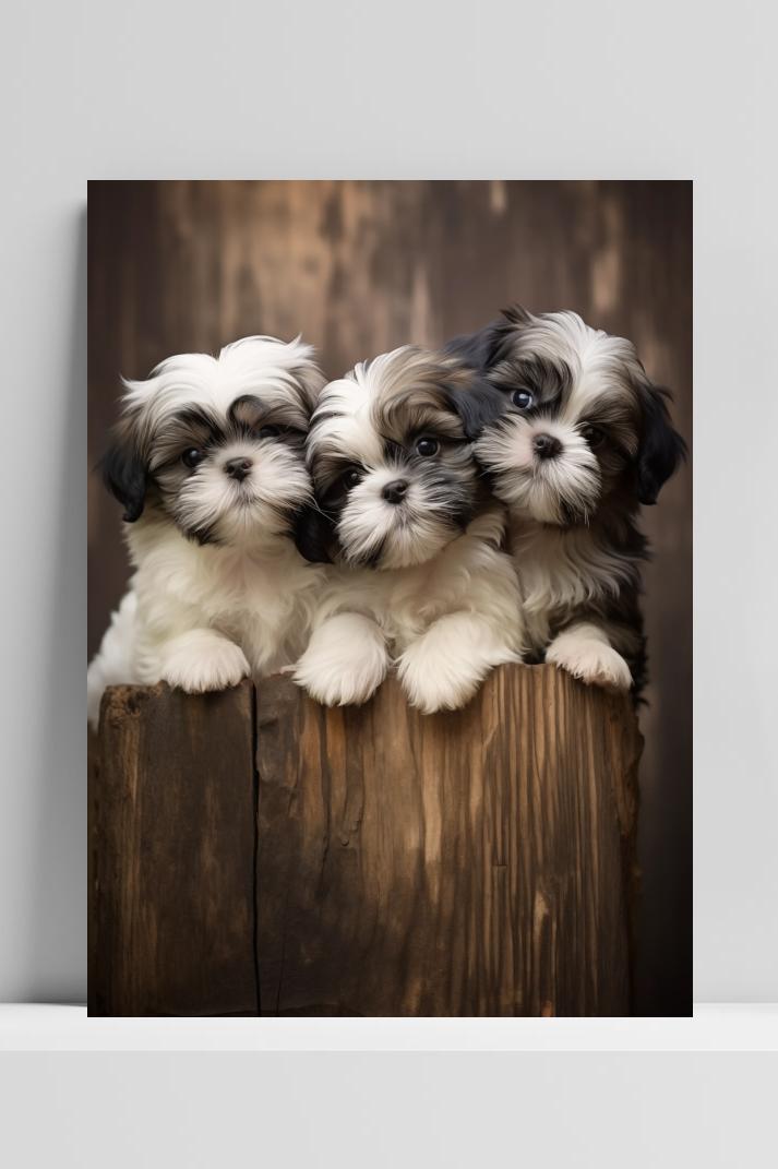 Shih Tzus op 3mm aluminium dibond