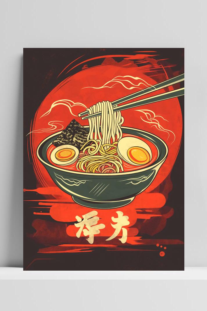Retro Ramen Rood op 3mm aluminium dibond