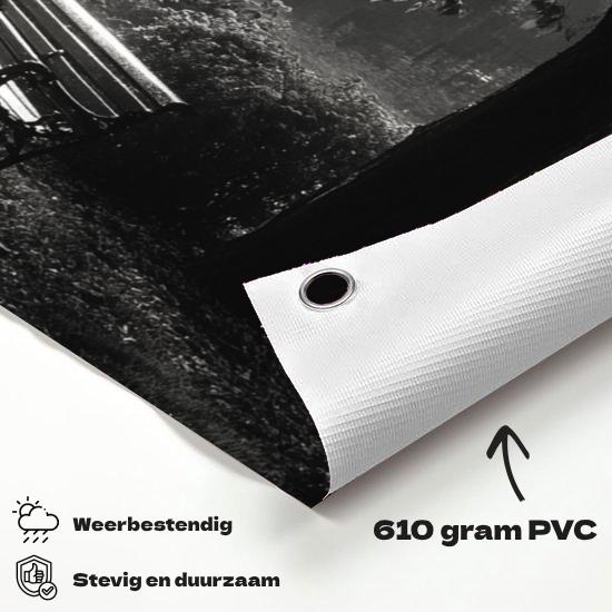 Tuinposter Mistig materiaal-detail: 610 grams weerbestendig PVC-doek