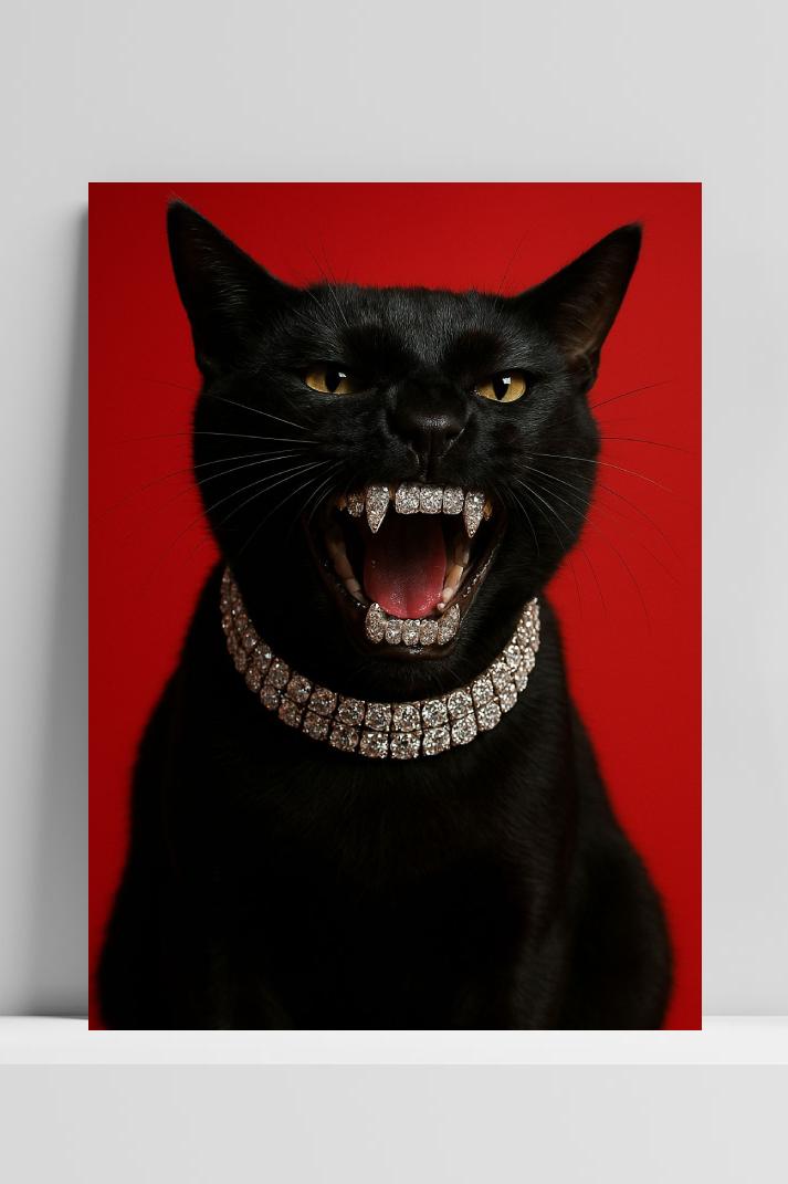 Póster Cat Diamonds Jewelry Grillz Necklace de 25 Artstreet