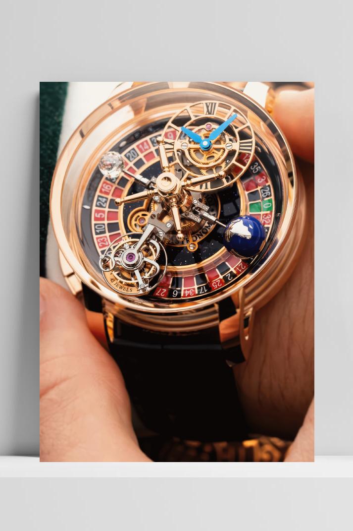Roulette Horloge op 3mm aluminium dibond