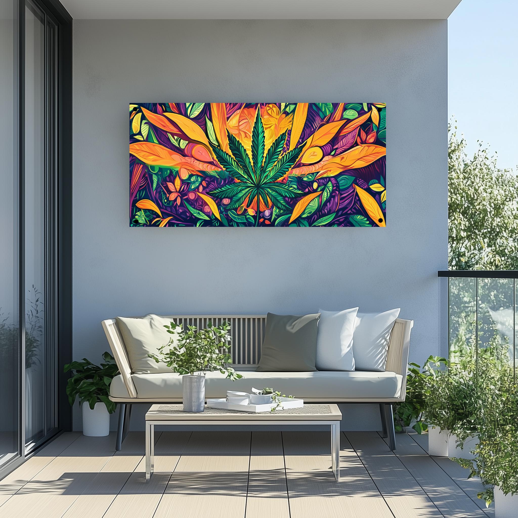 Tuinposter Cannabis Abstract sfeerbeeld 4
