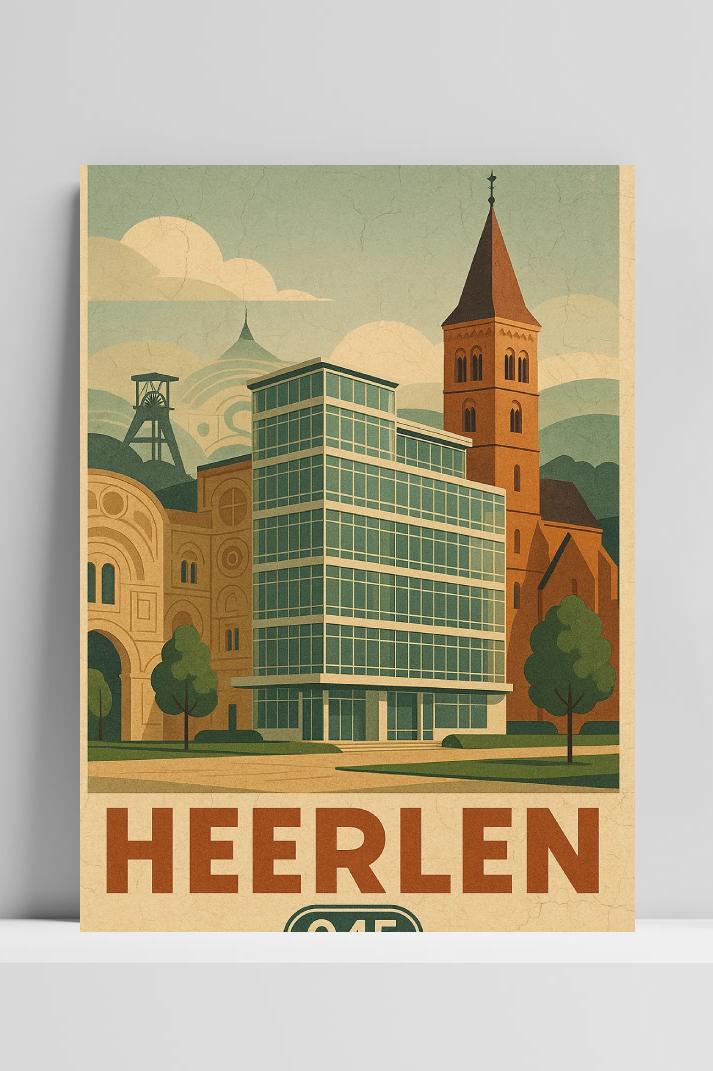 Heerlen Netherlands Vintage Text op 3mm aluminium dibond