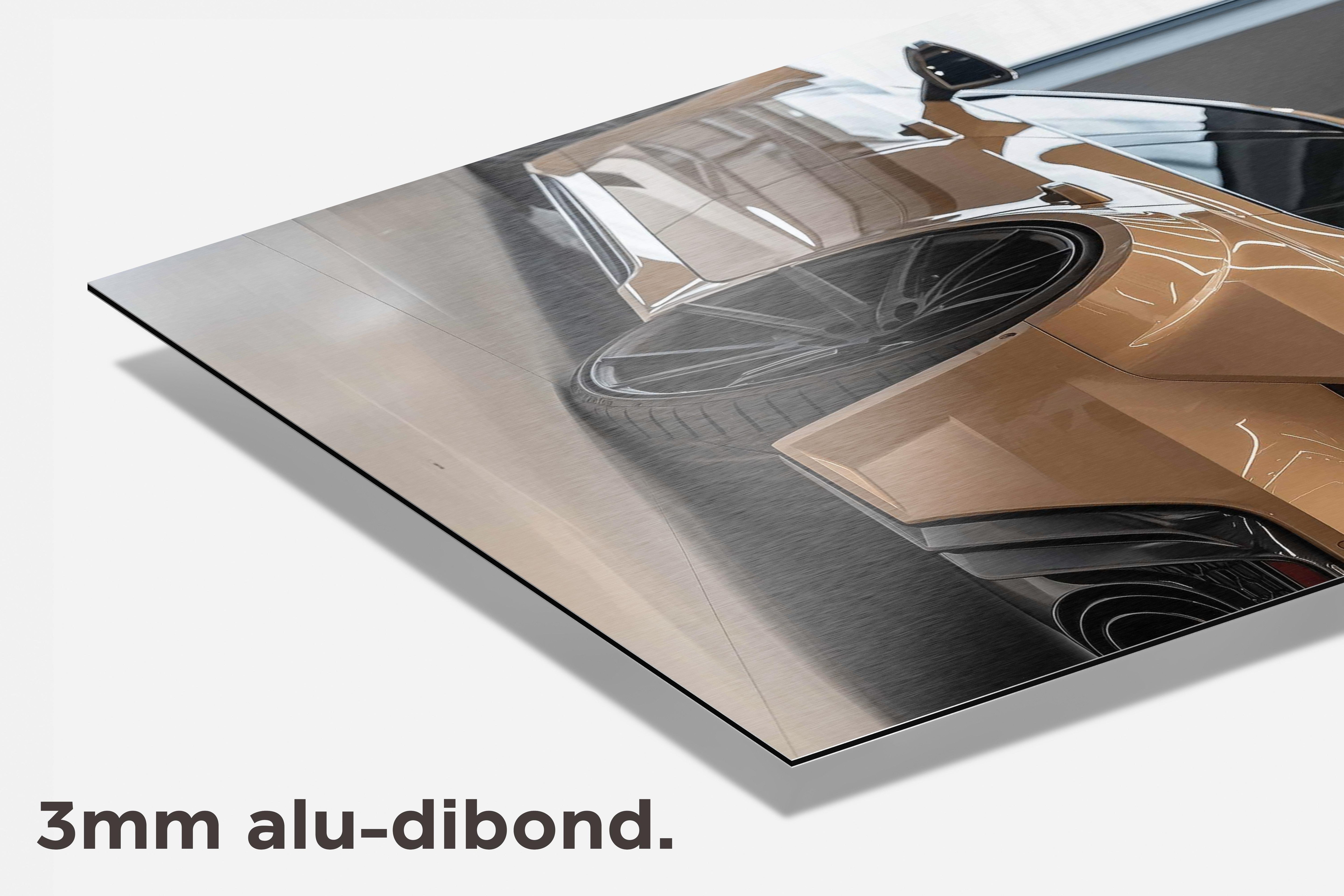 Beige Sportauto dibond detail