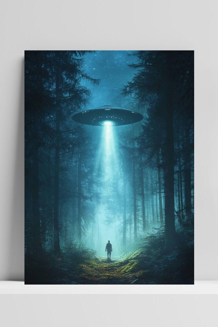 Alien Ruimteschip op 3mm aluminium dibond