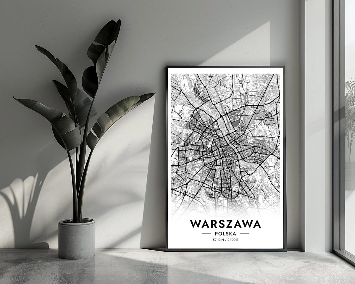 Warschau Kaart Polen — wit